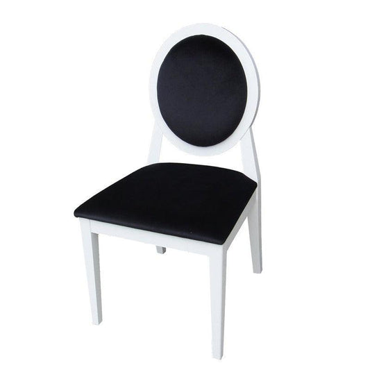 HomeRoots 36" White Lacquer Black Fabric Side Chairs In Set Of Two