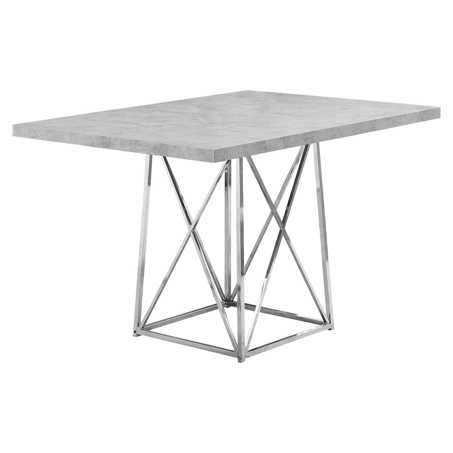 HomeRoots 36" X 48" X 31" Particle Board And Chrome Metal Dining Table in Grey Finish