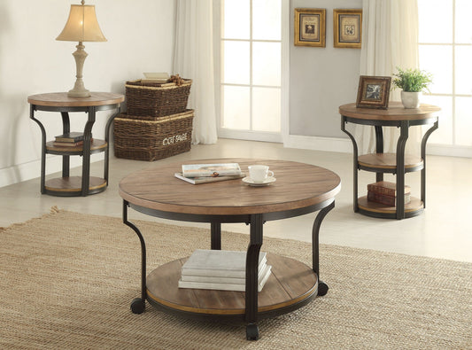 HomeRoots 36" x 1" x 20" Oak And Black Geoff Coffee Table