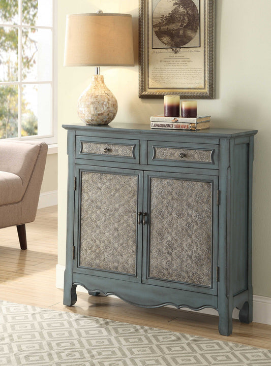 HomeRoots 36" x 11" x 35" Wooden Console Table in Antique Blue Finish