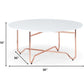 HomeRoots 36' x 36' x 16' White And Rose Gold Coffee Table