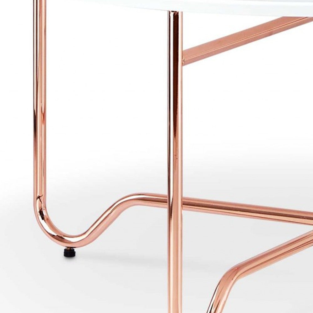 HomeRoots 36' x 36' x 16' White And Rose Gold Coffee Table