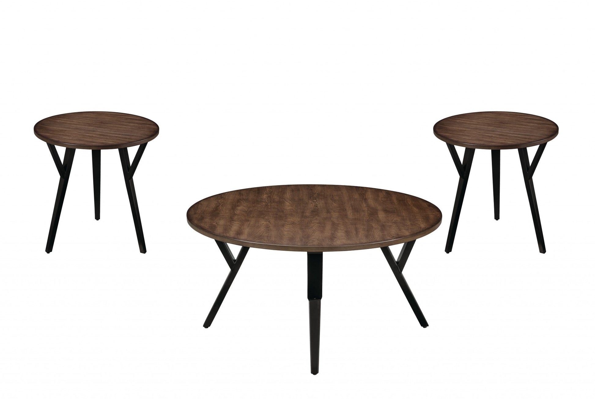 HomeRoots 36" x 36" x 18" 3-Piece Coffee And End Table Set With Oak And Black Finish