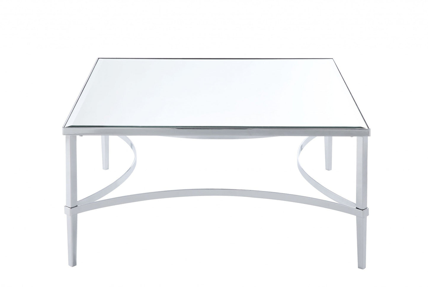 HomeRoots 36" x 36" x 18" Mirrored Coffee Table With Chrome Finish