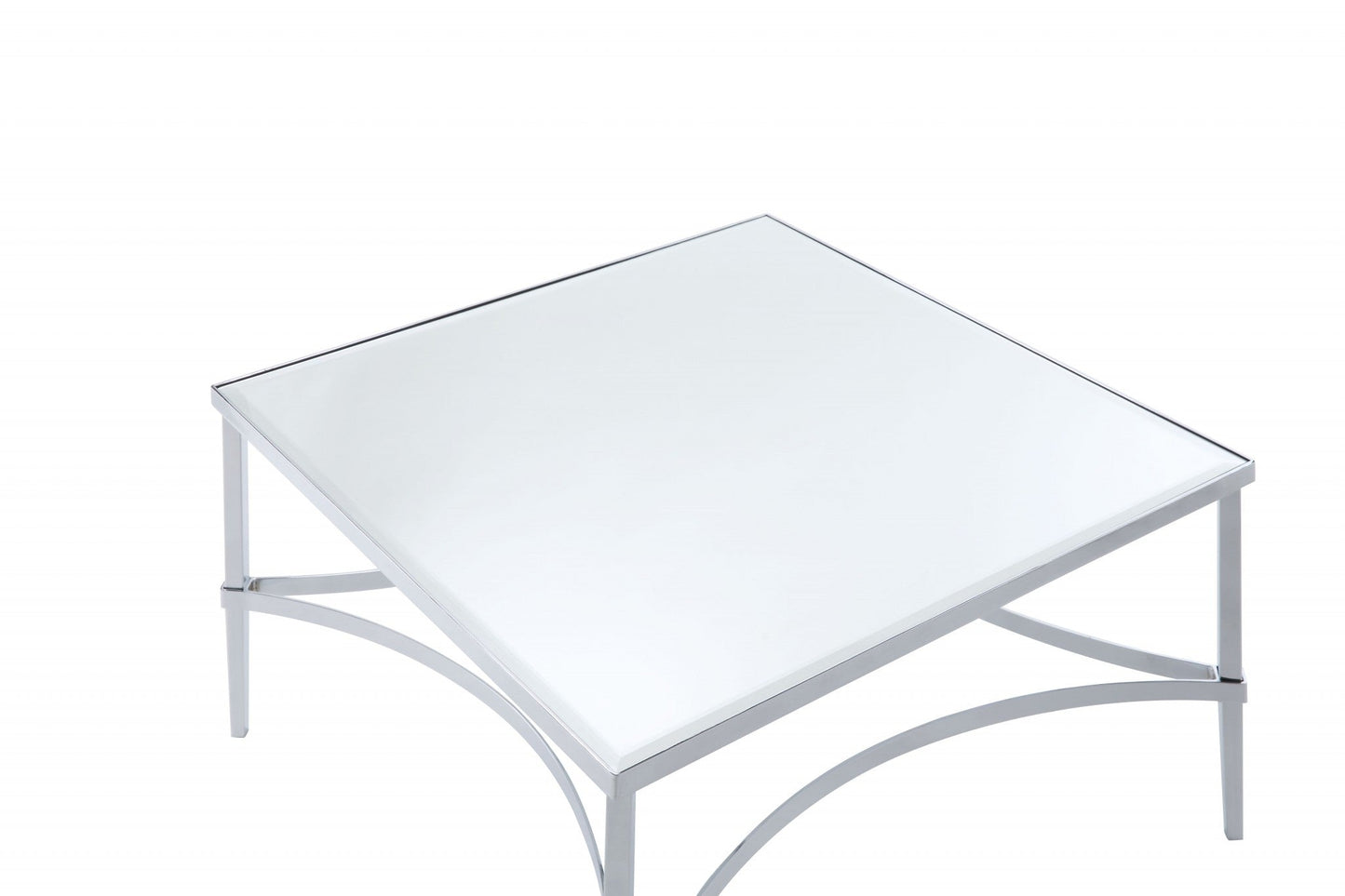 HomeRoots 36" x 36" x 18" Mirrored Coffee Table With Chrome Finish