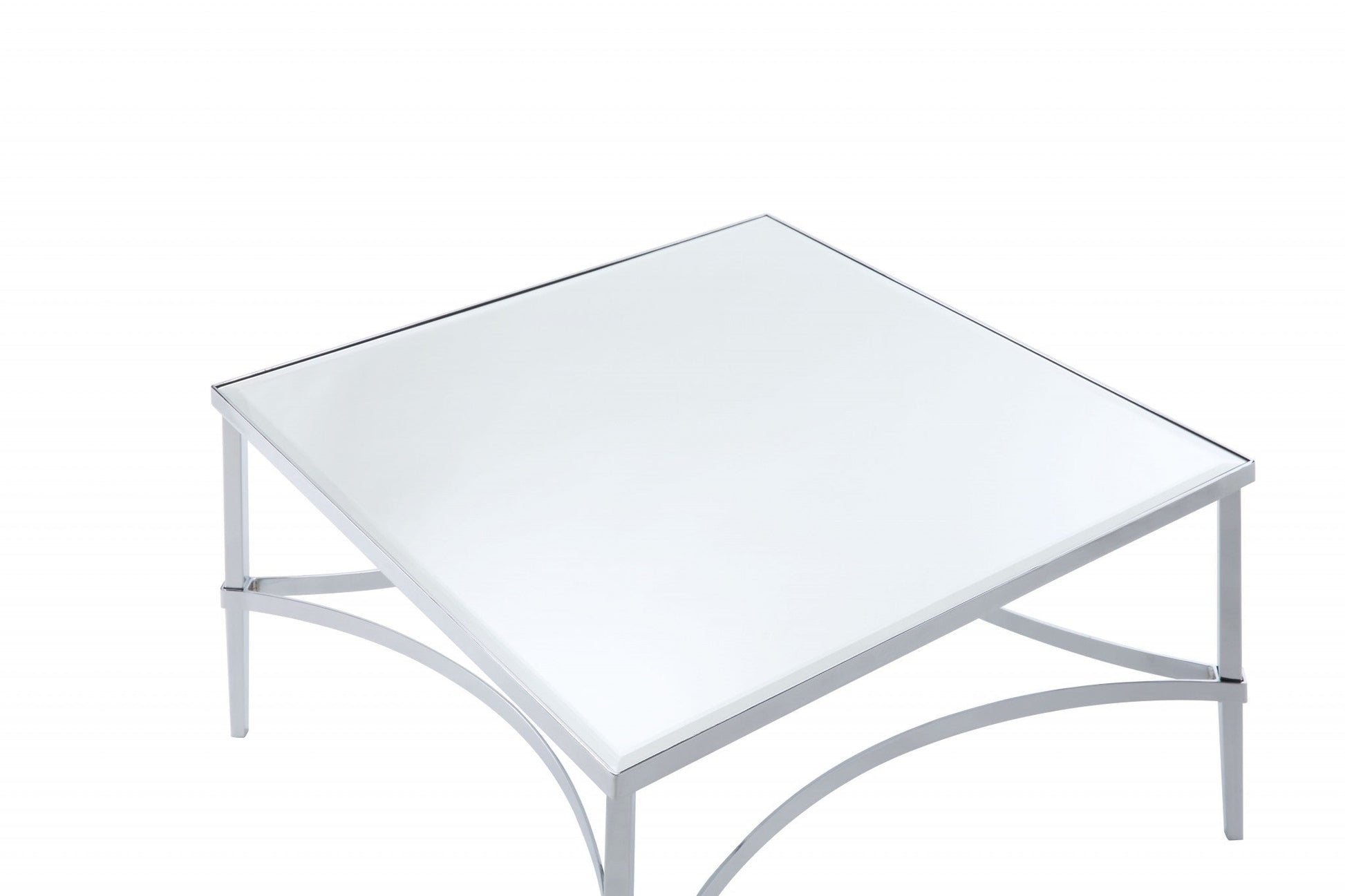 HomeRoots 36" x 36" x 18" Mirrored Coffee Table With Chrome Finish