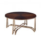 HomeRoots 36" x 36" x 18" Walnut And Champagne Coffee Table