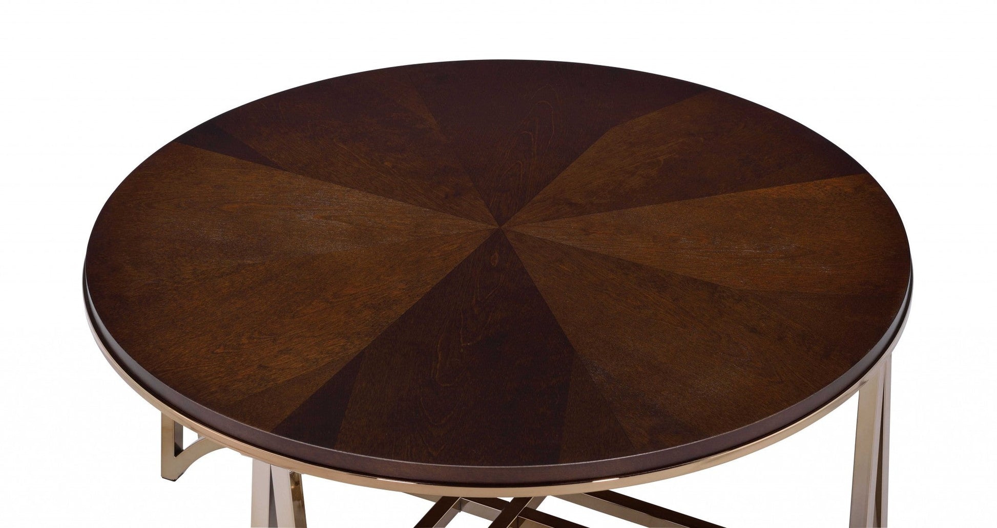 HomeRoots 36" x 36" x 18" Walnut And Champagne Coffee Table