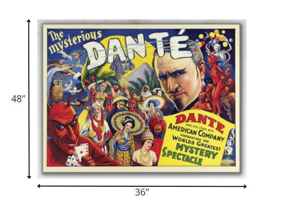 HomeRoots 36" x 48" The Mysterious Dante Vintage Magic Poster Wall Art