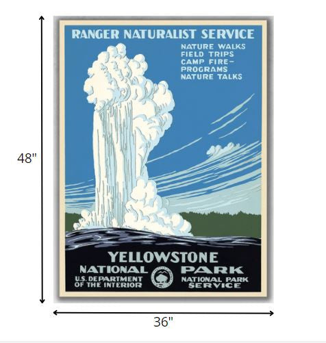 HomeRoots 36" x 48" Yellowstone National Park c1938 Vintage Travel Poster Wall Art