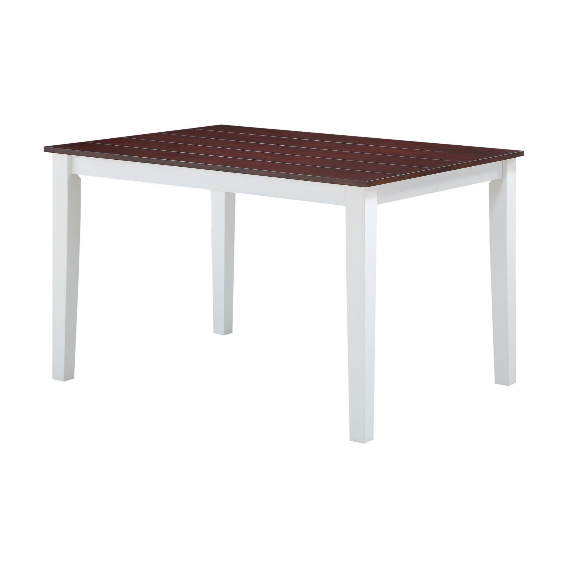 HomeRoots 36" x 48" x 30" 5-Piece Wood Dining Set in White and Walnut Finish