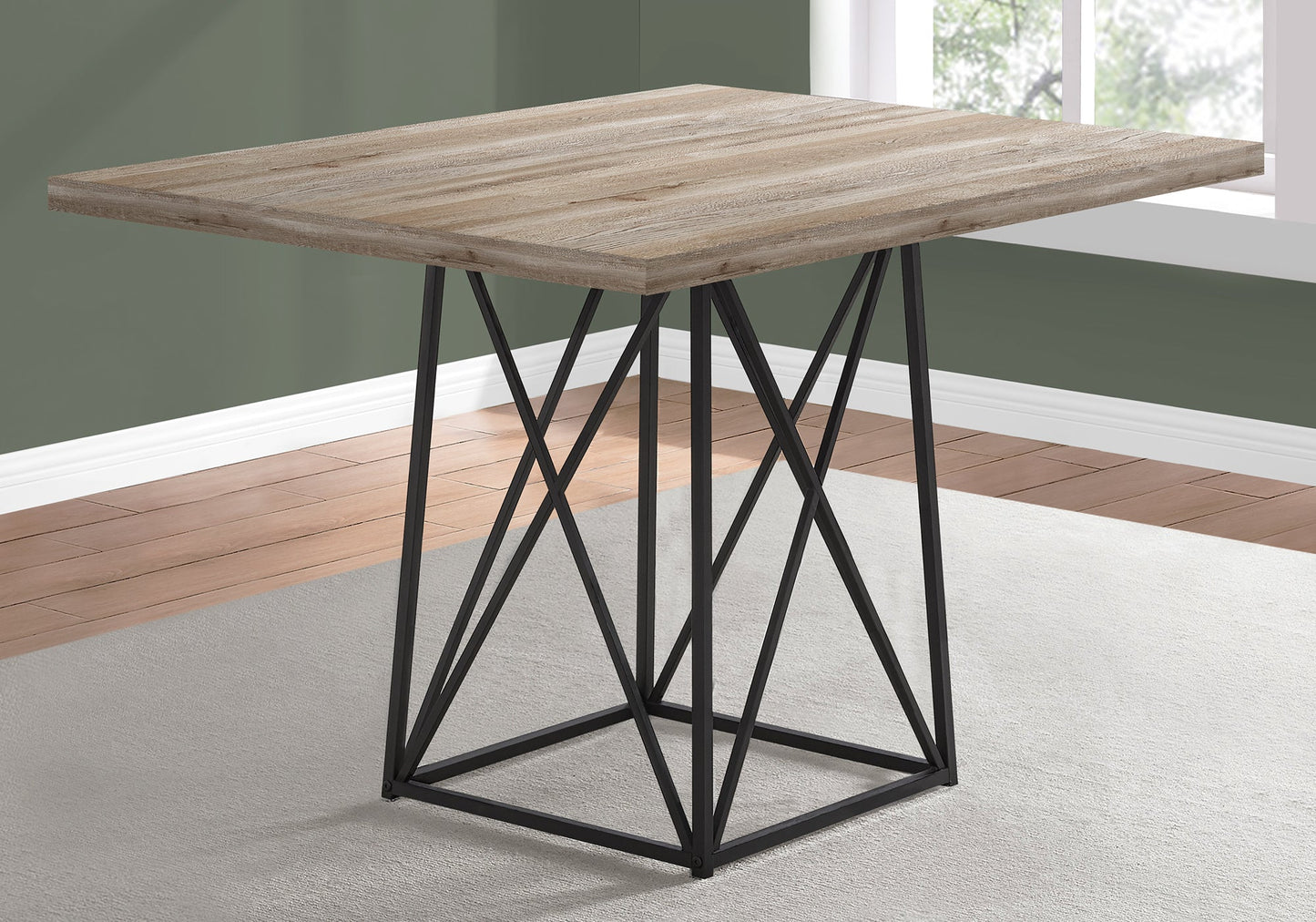 HomeRoots 36" x 48" x 31" Dark Taupe Particle Board Metal Dining Table
