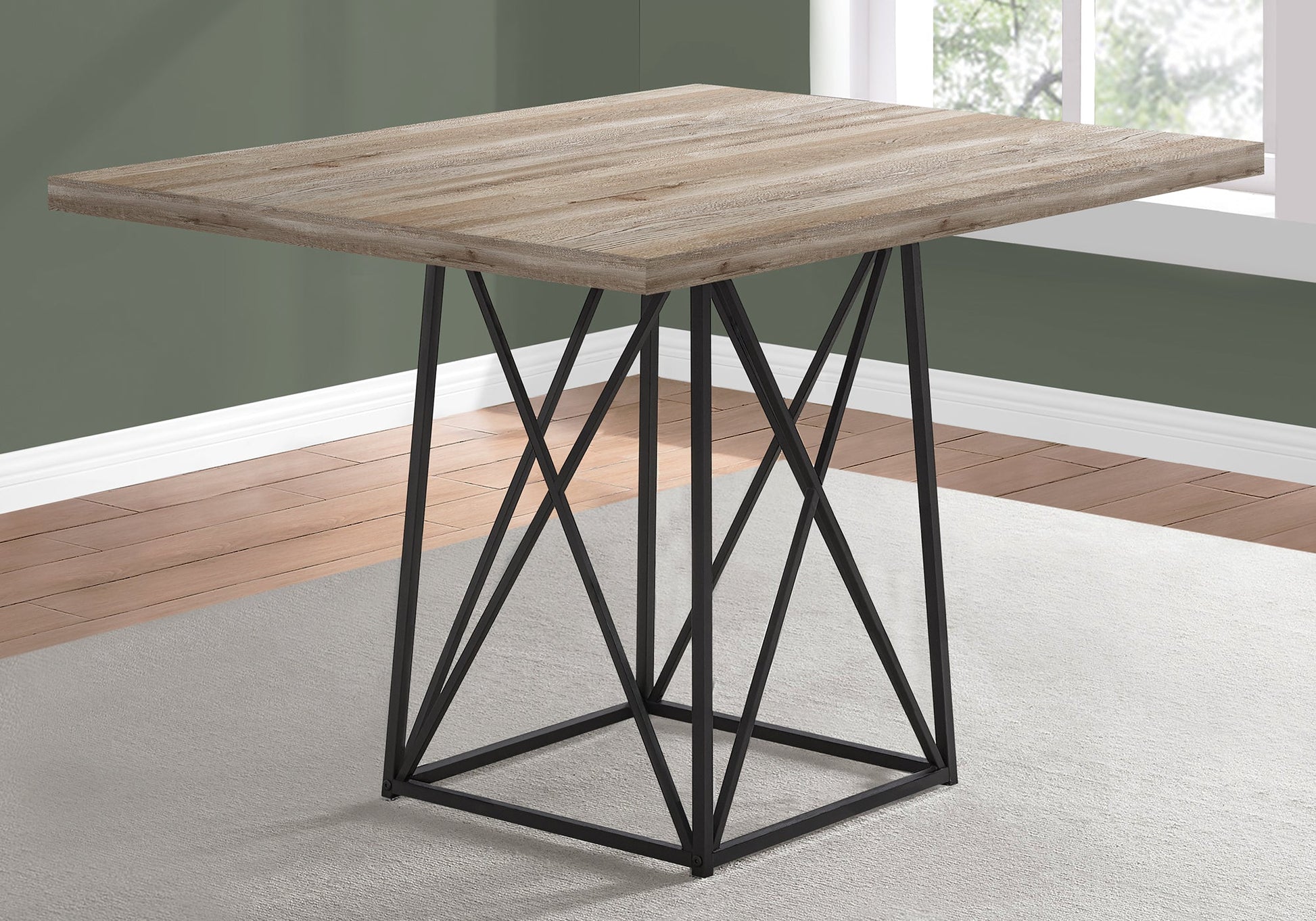 HomeRoots 36" x 48" x 31" Dark Taupe Particle Board Metal Dining Table