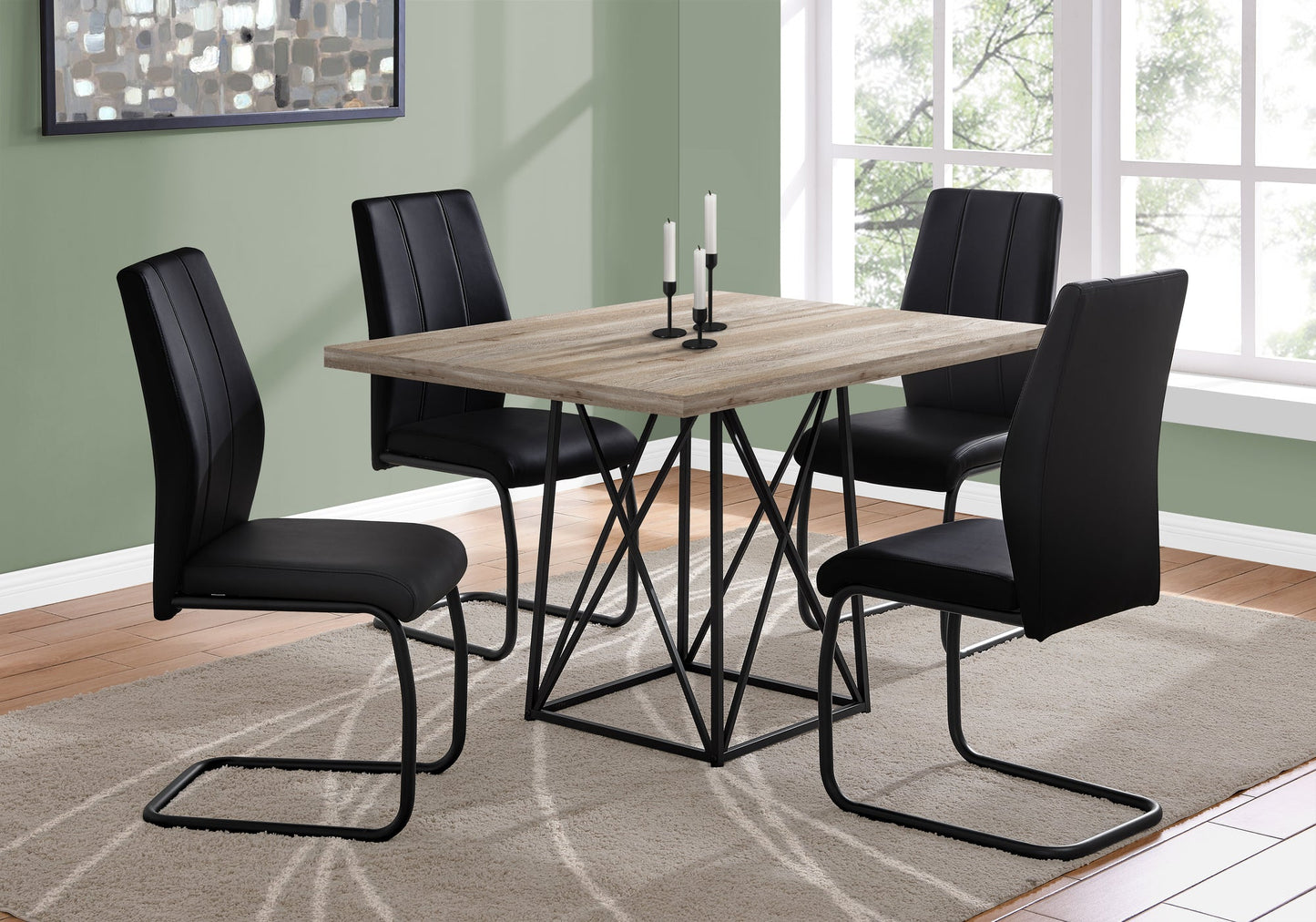 HomeRoots 36" x 48" x 31" Dark Taupe Particle Board Metal Dining Table