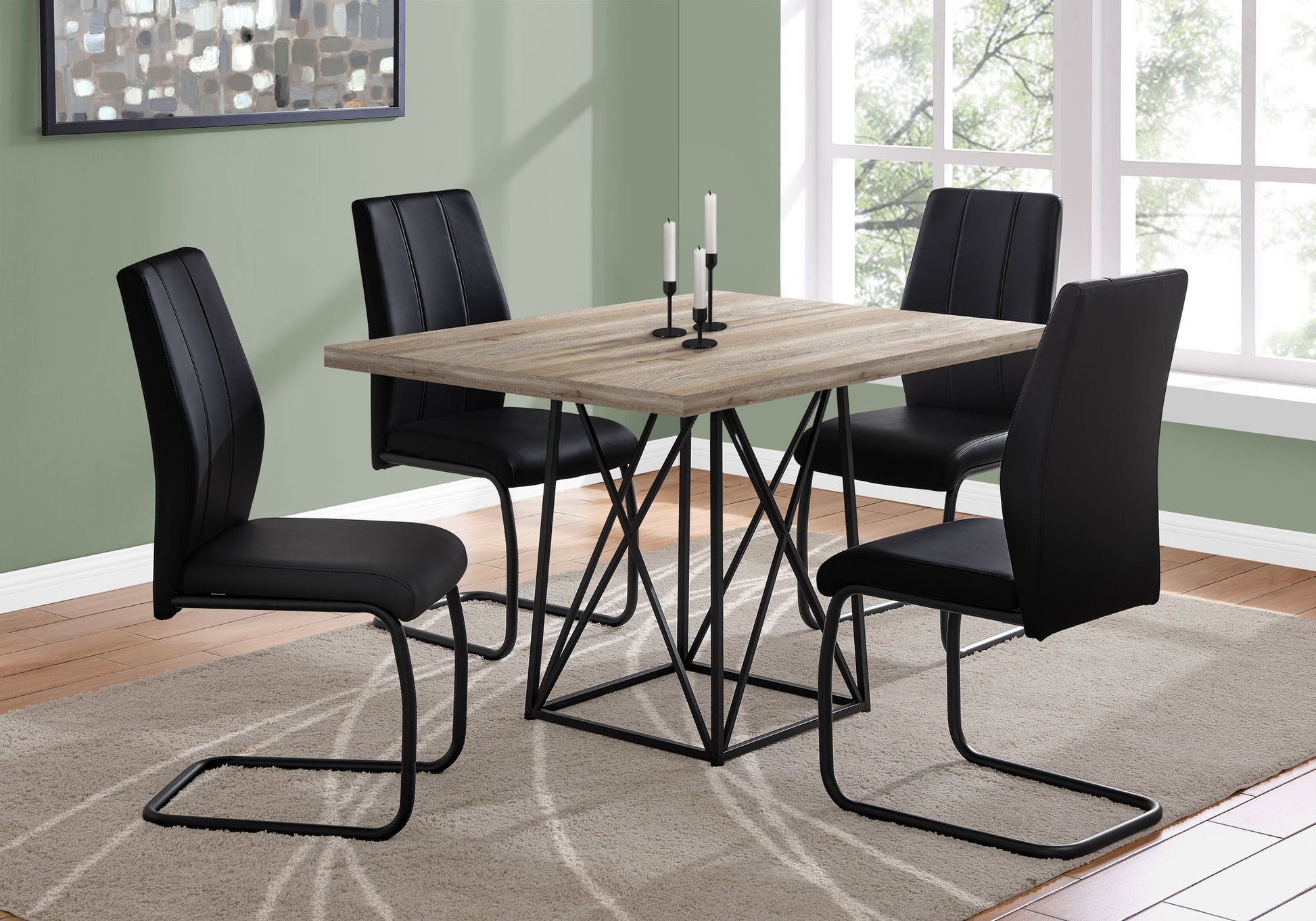 HomeRoots 36" x 48" x 31" Dark Taupe Particle Board Metal Dining Table