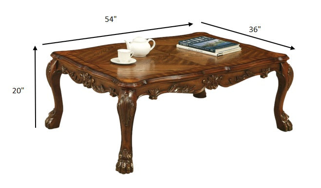 HomeRoots 36' x 54' x 20' Cherry Oak Wood Poly Resin Coffee Table