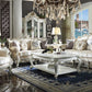 HomeRoots 36' x 55' x 20' Antique Pearl Wood Poly-Resin Coffee Table