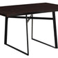 HomeRoots 36" x 60" x 30" Cappuccino Black HollowCore Particle Board Metal Dining Table