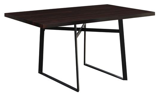 HomeRoots 36" x 60" x 30" Cappuccino Black HollowCore Particle Board Metal Dining Table