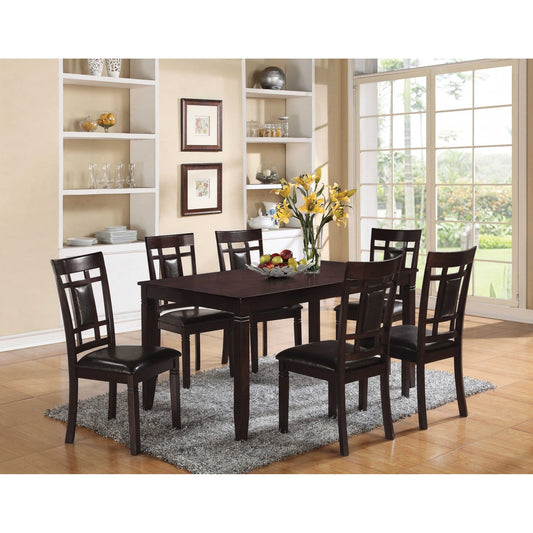 HomeRoots 36" x 60" x 30" Espresso And Espresso Pu Dining Set In Set Of Seven