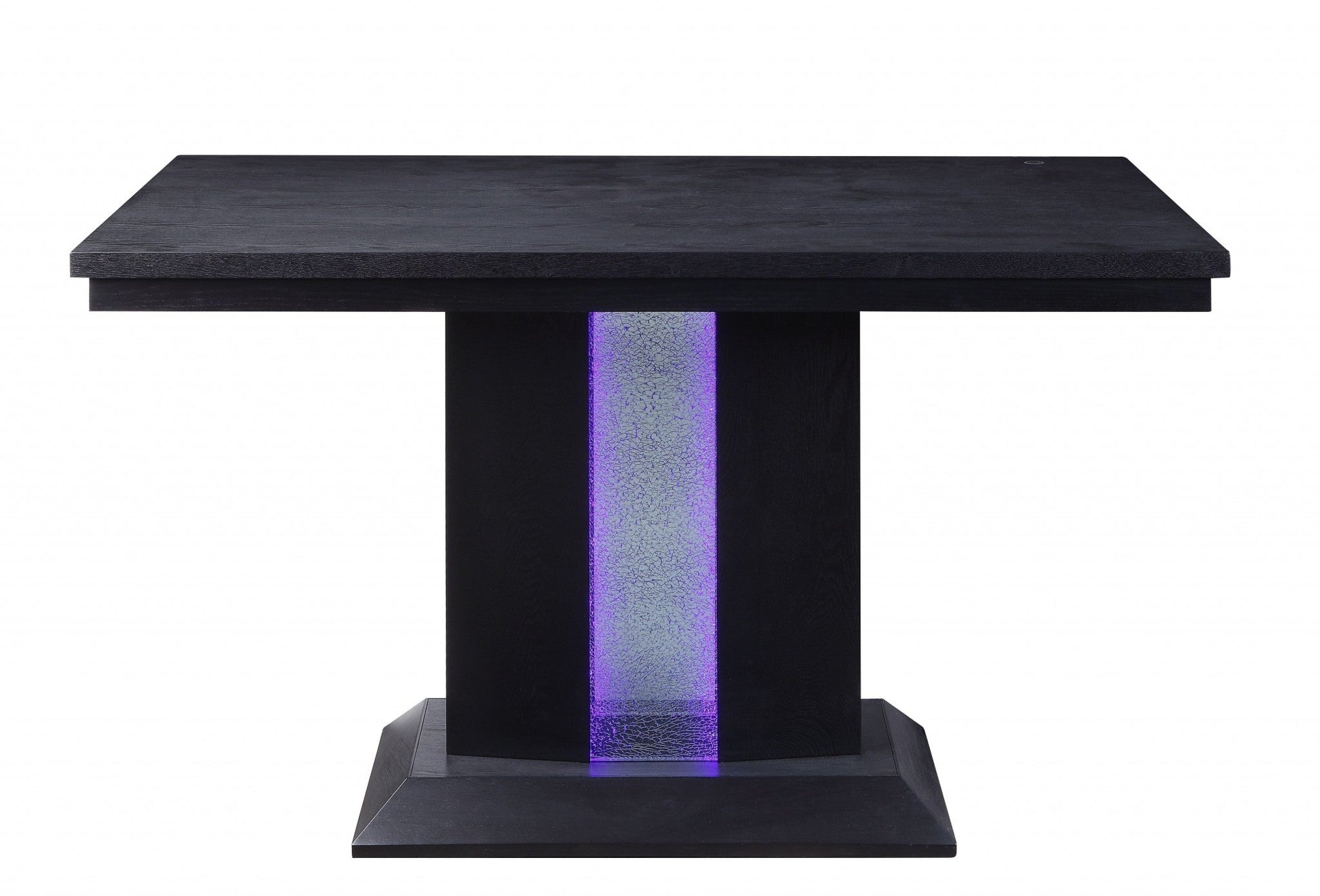 HomeRoots 36" x 60" x 36" LED Counter Height Table in Black Wood Finish