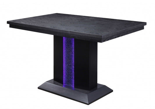 HomeRoots 36" x 60" x 36" LED Counter Height Table in Black Wood Finish