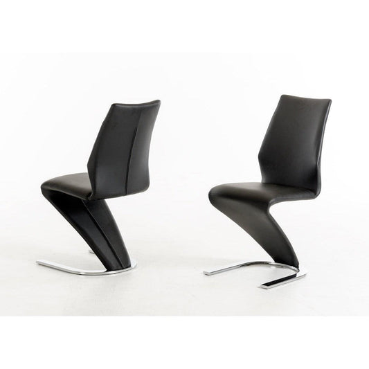 HomeRoots 37" Black Leatherette And Steel Dining Chairs, Set of 2