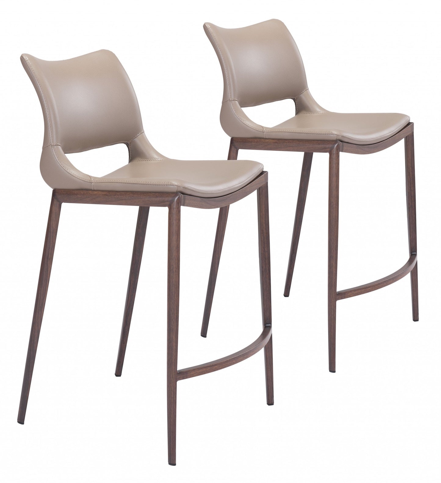 HomeRoots 37" Gray And Brown Steel Low Back Bar Chairs in Set of Two