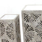 HomeRoots 37" Gray Industrial Floral Mirrored Nesting Table in 3 Piece Set