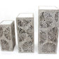 HomeRoots 37" Gray Industrial Floral Mirrored Nesting Table in 3 Piece Set