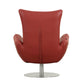 HomeRoots 37" Red Genuine Leather Swivel Lounge Chair With Silver Base Finish