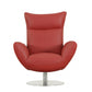 HomeRoots 37" Red Genuine Leather Swivel Lounge Chair With Silver Base Finish