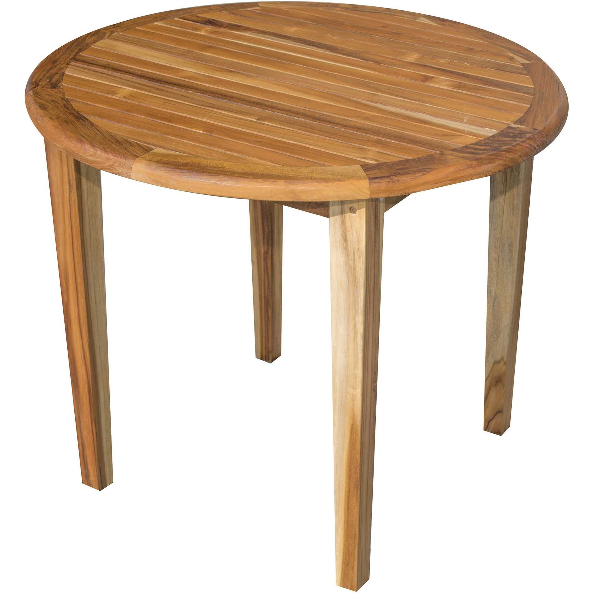 HomeRoots 37" Round Compact Teak Dining Table in Natural Finish