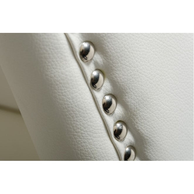 HomeRoots 37" White Leatherette And Rosegold Steel Dining Chair