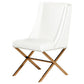 HomeRoots 37" White Leatherette And Rosegold Steel Dining Chair