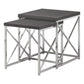 HomeRoots 37.25" x 37.25" x 40.5" Grey Particle Board Metal Nesting Table in Set of 2