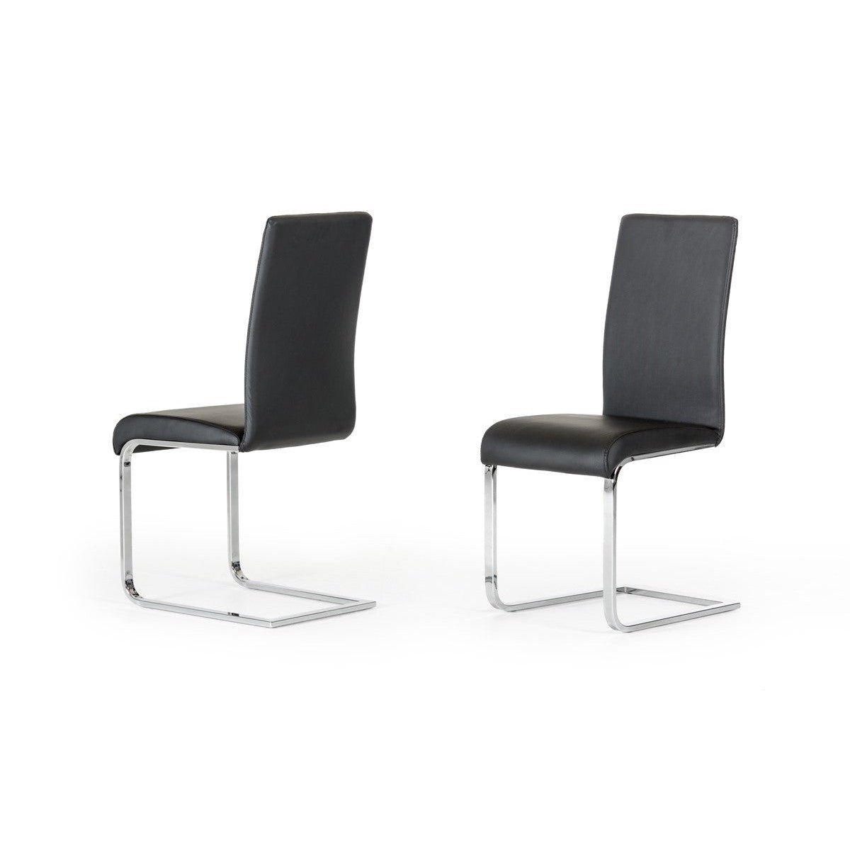 HomeRoots 38" Black Leatherette And Metal Dining Chairs, Set of 2