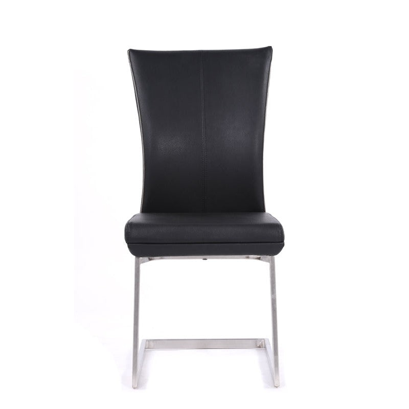 HomeRoots 38" Black Leatherette And Steel Dining Chairs, Set of 2