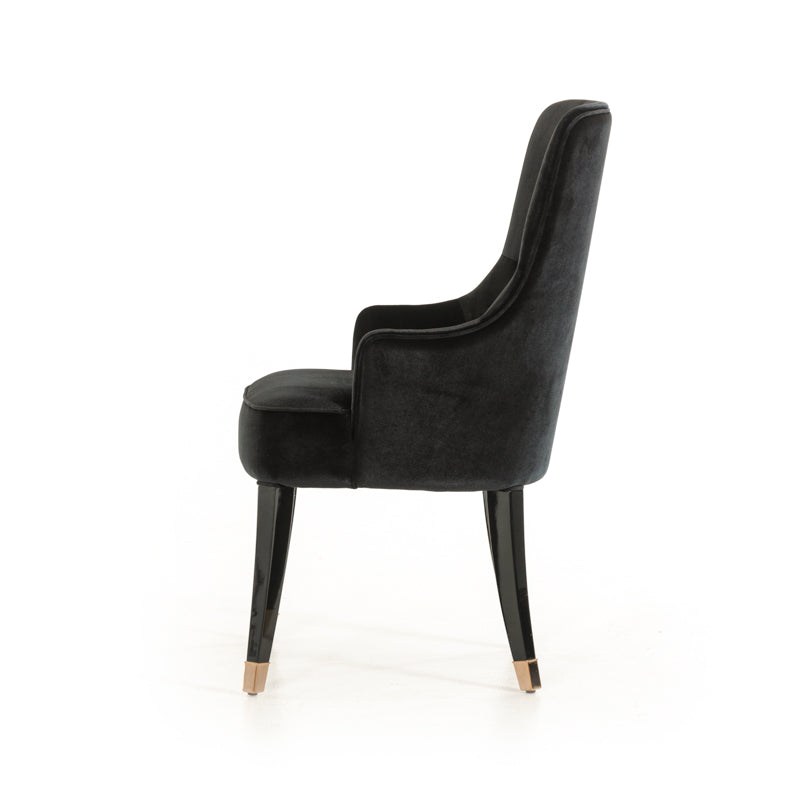 HomeRoots 38" Black Velvet Fabric Dining Chair