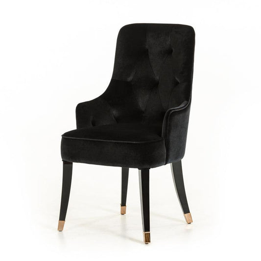 HomeRoots 38" Black Velvet Fabric Dining Chair