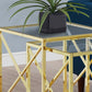HomeRoots 38" Gold Metal and Tempered Glass Nesting Table in Set of 2