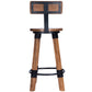 HomeRoots 38" Iron Bar Chair With Footrest in Brown And Natural Finish