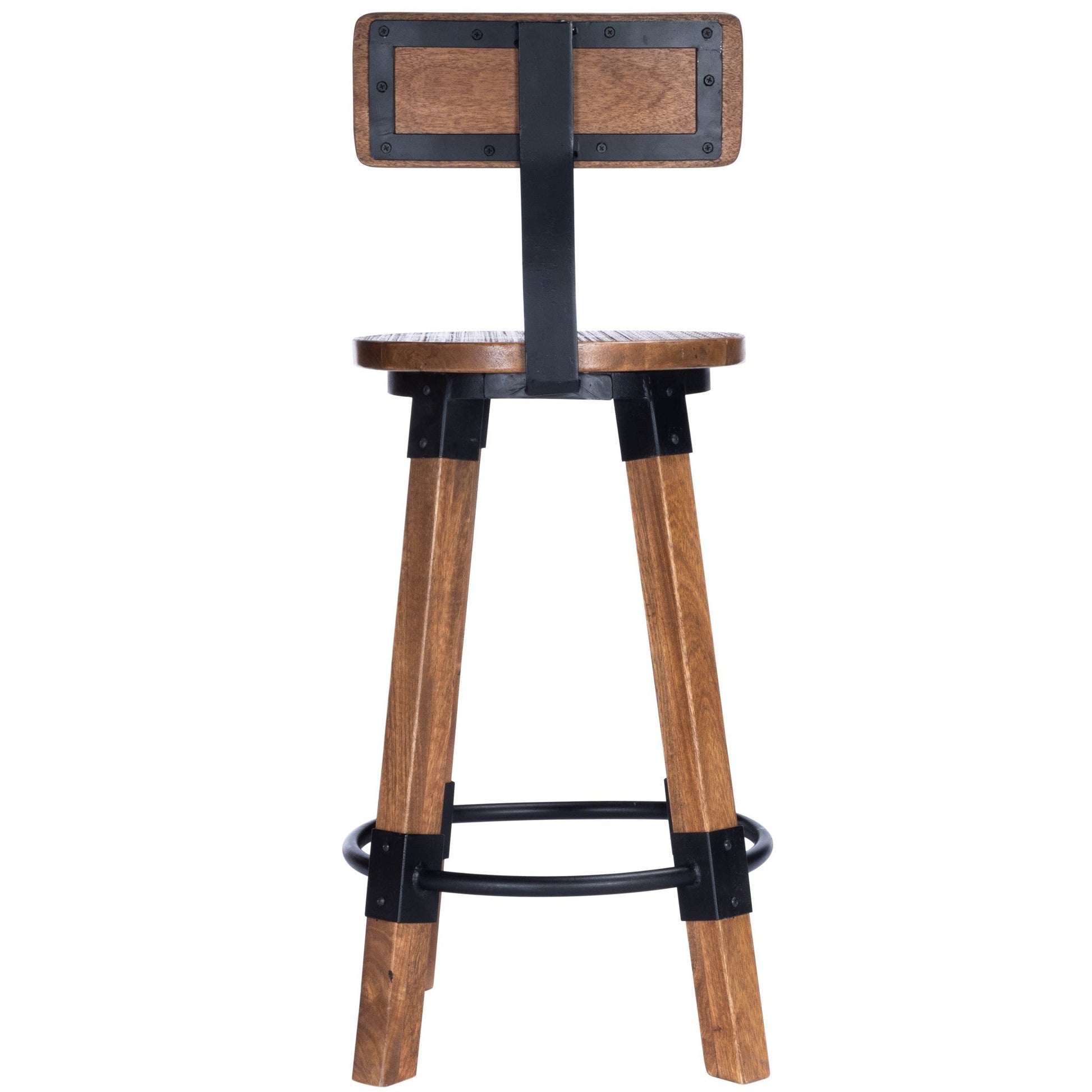 HomeRoots 38" Iron Bar Chair With Footrest in Brown And Natural Finish