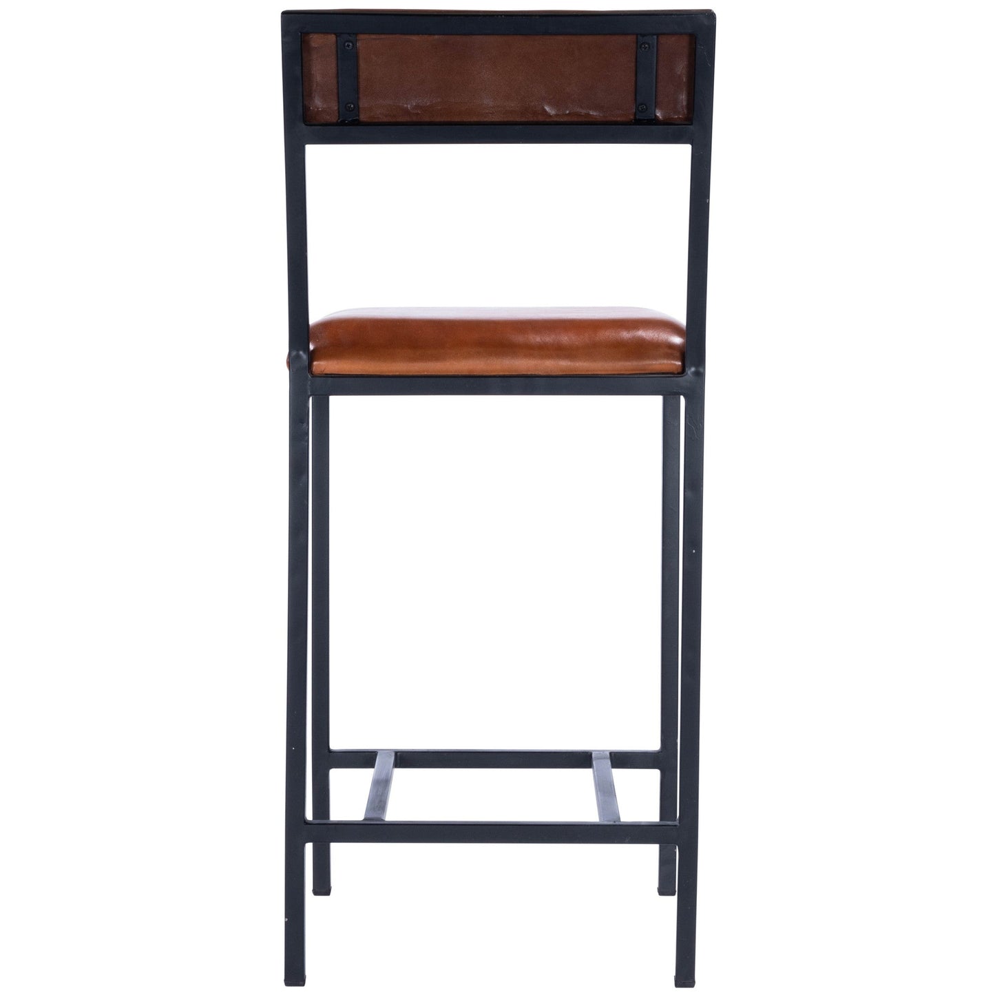 HomeRoots 38" Iron Bar Chair With Footrest in Brown and Black Finish