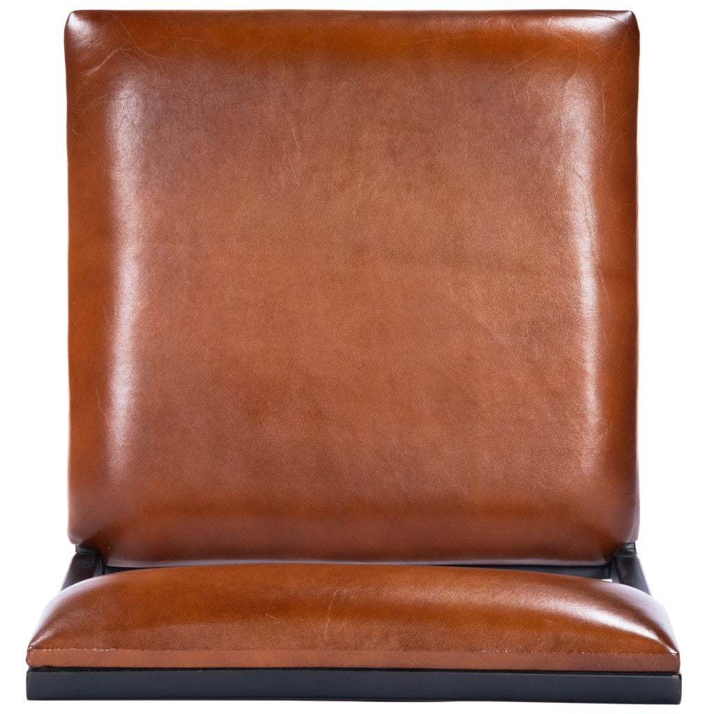 HomeRoots 38" Iron Bar Chair With Footrest in Brown and Black Finish