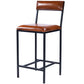 HomeRoots 38" Iron Bar Chair With Footrest in Brown and Black Finish