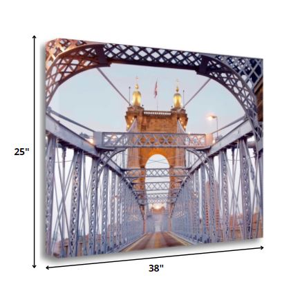 HomeRoots 38" Spellbinding Suspension Bridge Giclee Wrap Canvas Wall Art