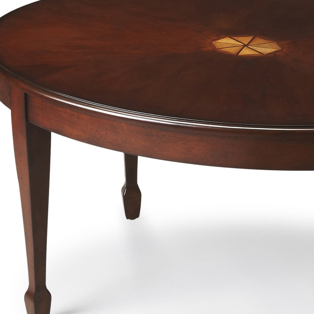 HomeRoots 38" Traditional Oval Coffee Table in Brown Finish