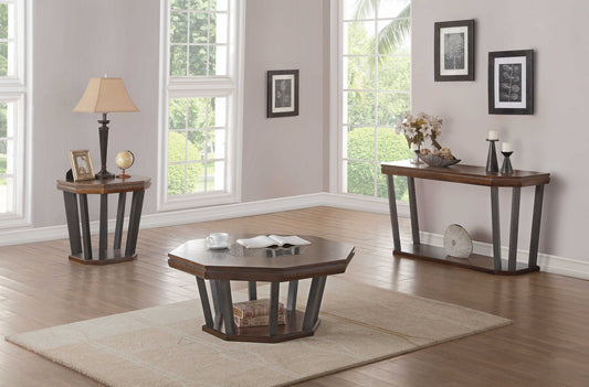 HomeRoots 38" x 38" x 18" Tobacco Coffee Table With Black Marble Finish