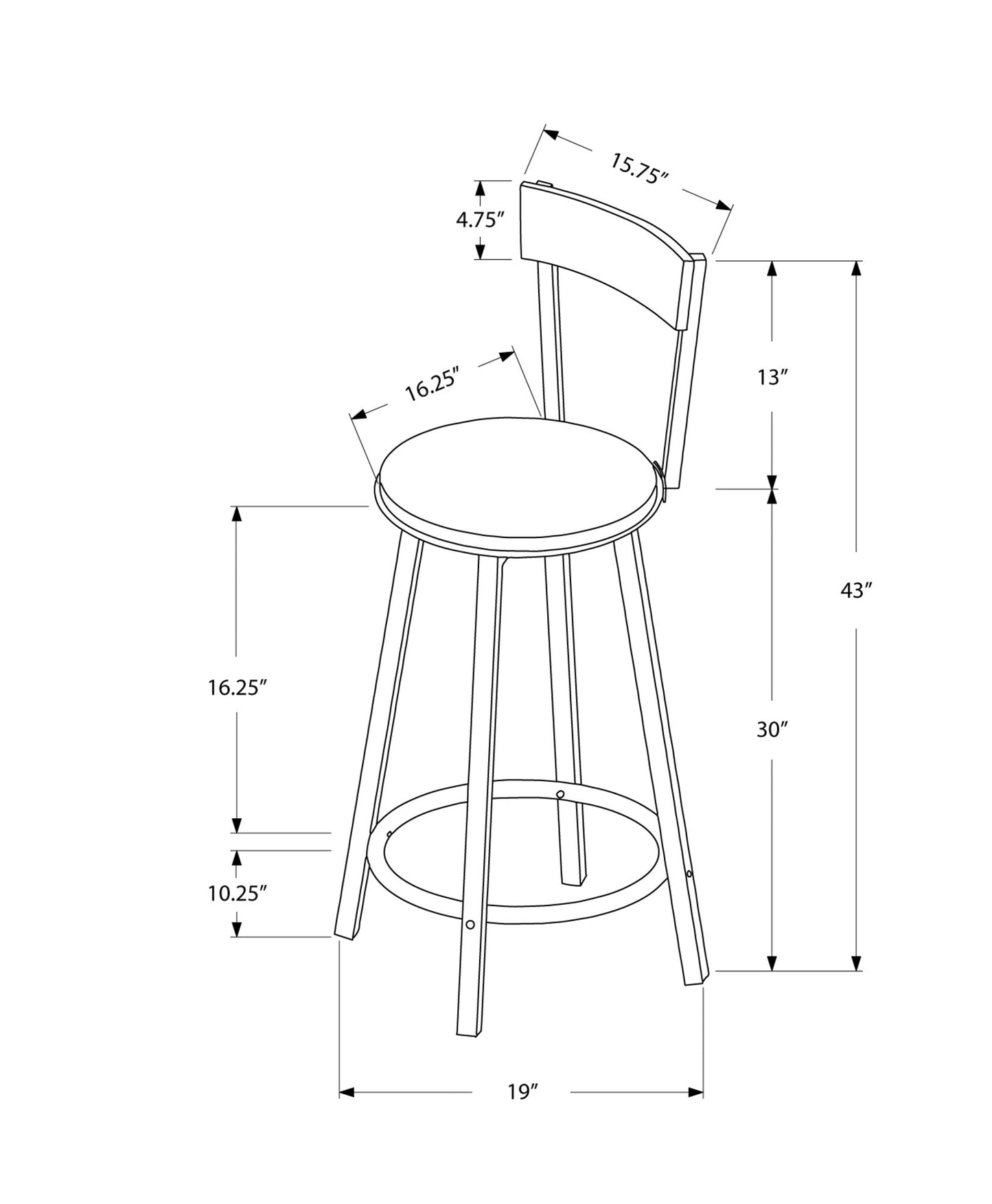HomeRoots 38" x 38" x 86" Silver Black Metal Foam MicroSuede Barstool 2pcs